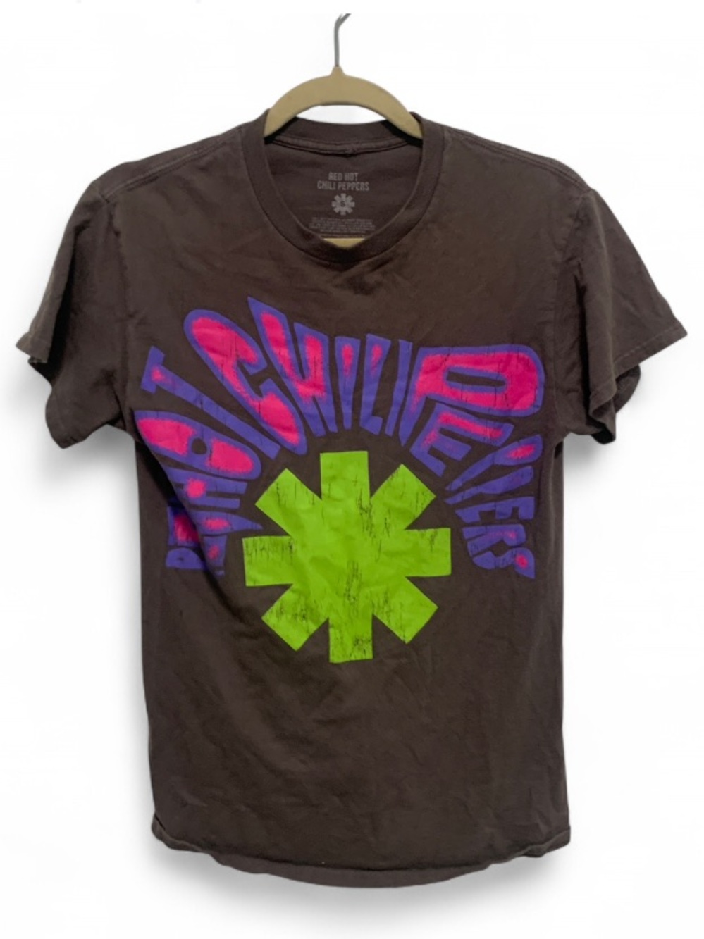 Red Hot Chili Peppers Band Graphic Tee with Neon Green Logo